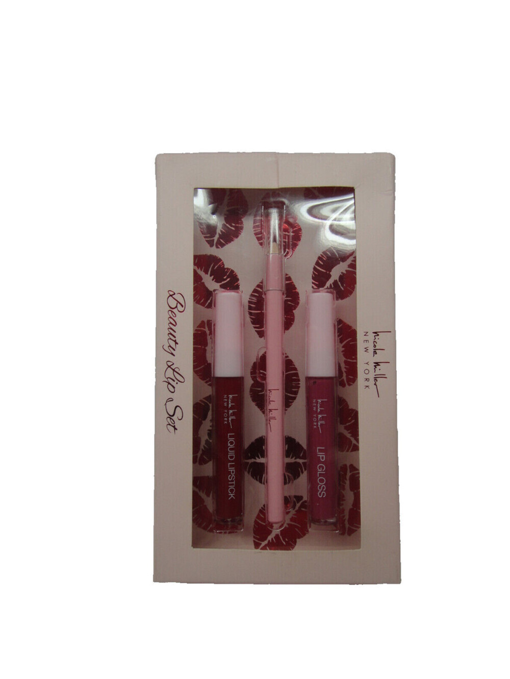 3 Piece Nicole Miller Beauty Lip Set: Lip Gloss, Liquid Lipstick & Lip Liner